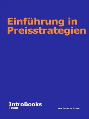 cover image of Einführung in Preisstrategien